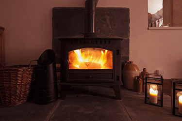 pellet stove in a tiny house